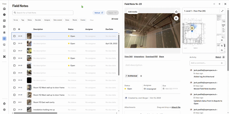 Creating and Managing Field Notes on the Web – OpenSpace Help Center